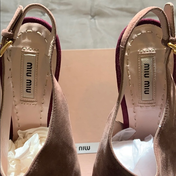 MIU MIU PLATFORM SLINGBACK STILETTOS 38 - Picture 4 of 6